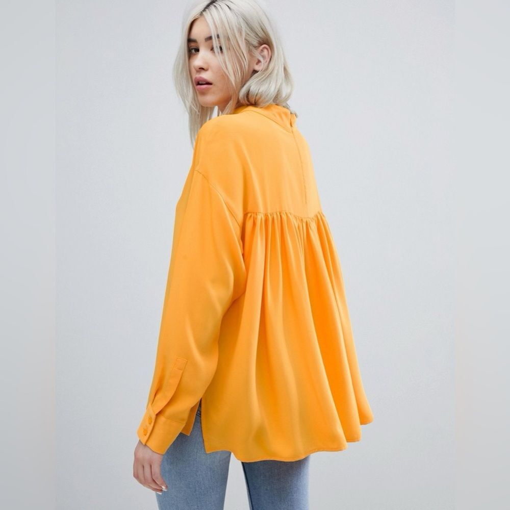 Weekday High Neck Pleat Back Chiffon Blouse XS NWOT